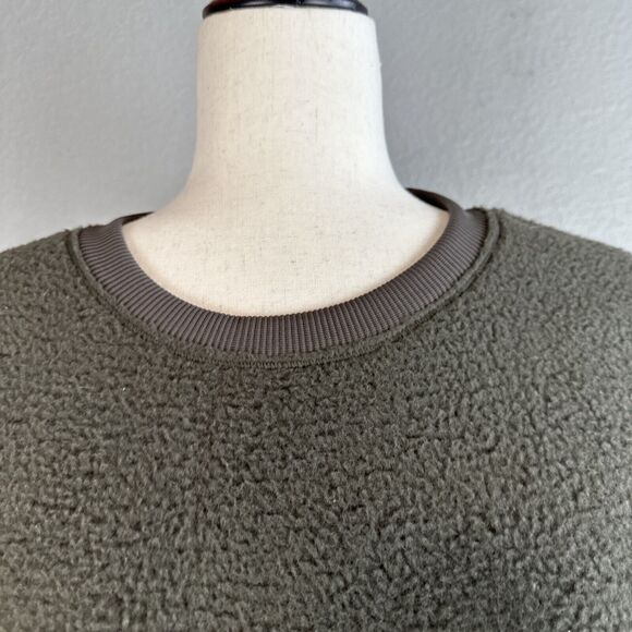 Tentree Womens EcoLoft Boyfriend Crew Sweater S Small Green Teddy Bear Fleece - Picture 2 of 7